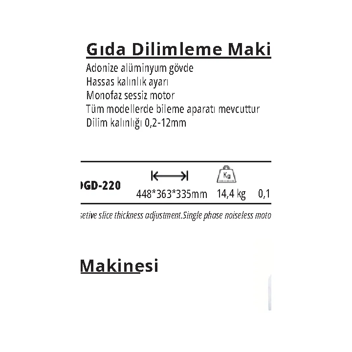 Gıda Dilimleme Makinesi 250 mm