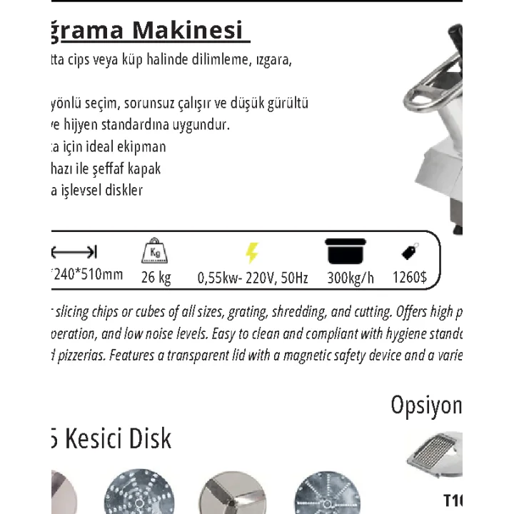 Sebze Doğrama Makinesi