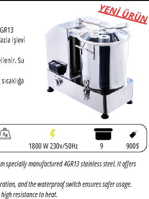 Sebze Parçalama Makinesi 12 Litre